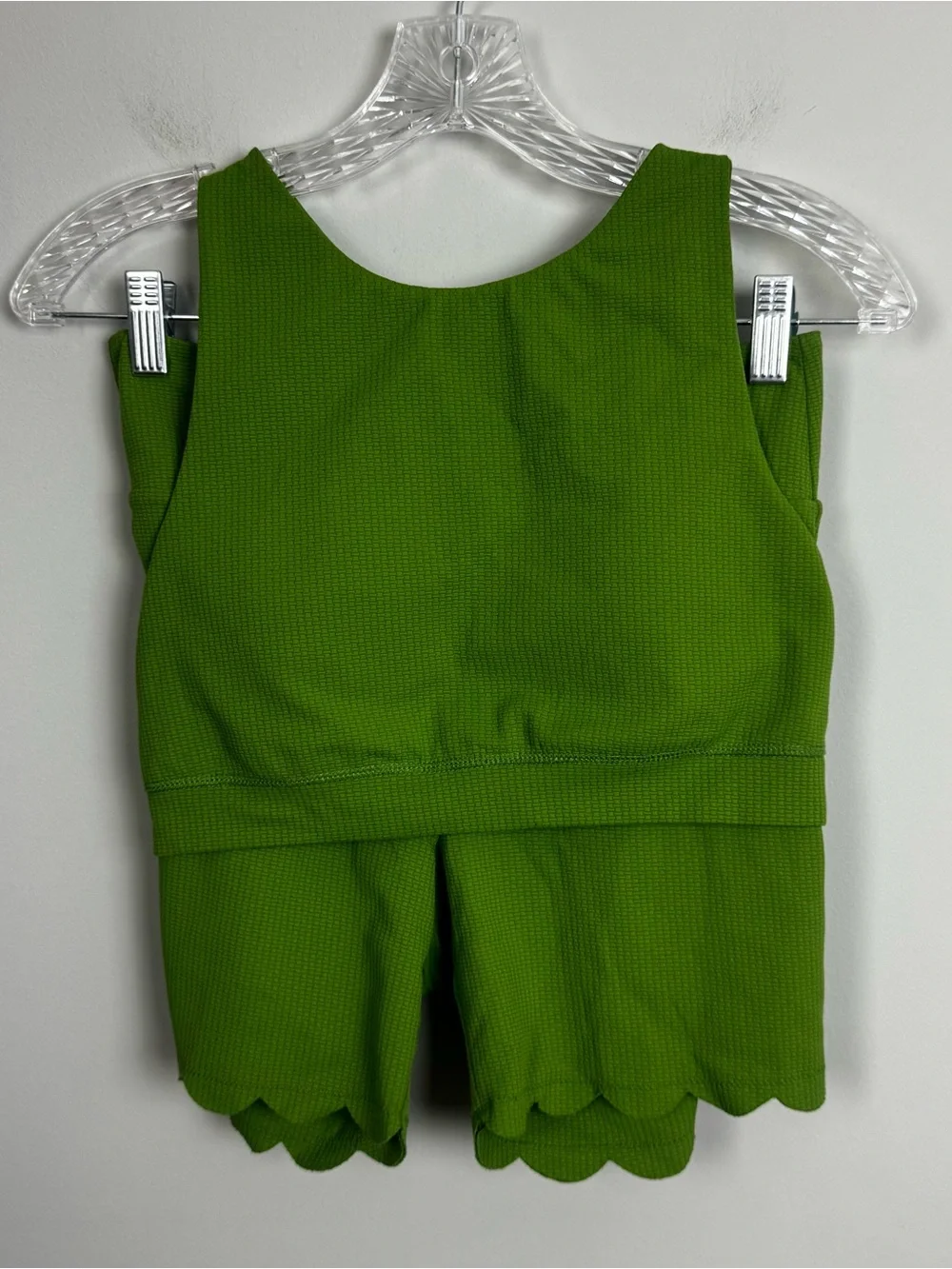 MARYSIA | Green Halter & High-Waist Ribbed Scallop Hem Shorts SET Women’s Size L